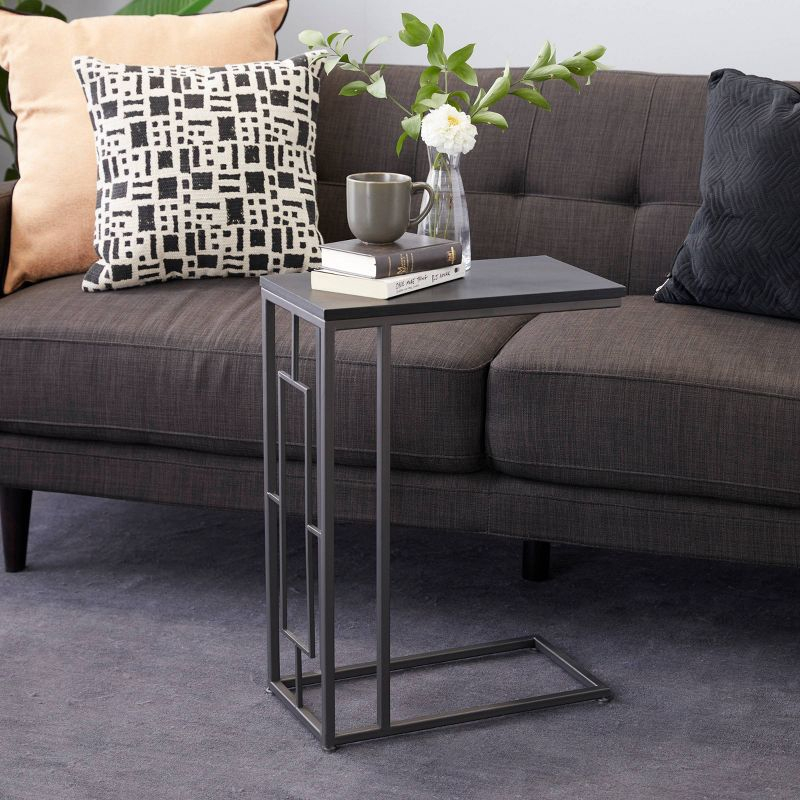 Contemporary Iron and Wood Accent Table Dark Gray - Olivia & May