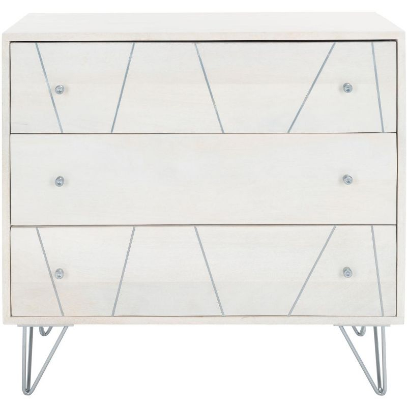 Marigold 3 Drawer Chest - CHS9001 - White Washed/Silver - Safavieh