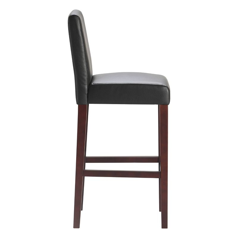 Set of 2 29.5" Liam Leather Barstool Chocolate Dark Brown - Serta: Solid Wood Frame, 250lbs Capacity