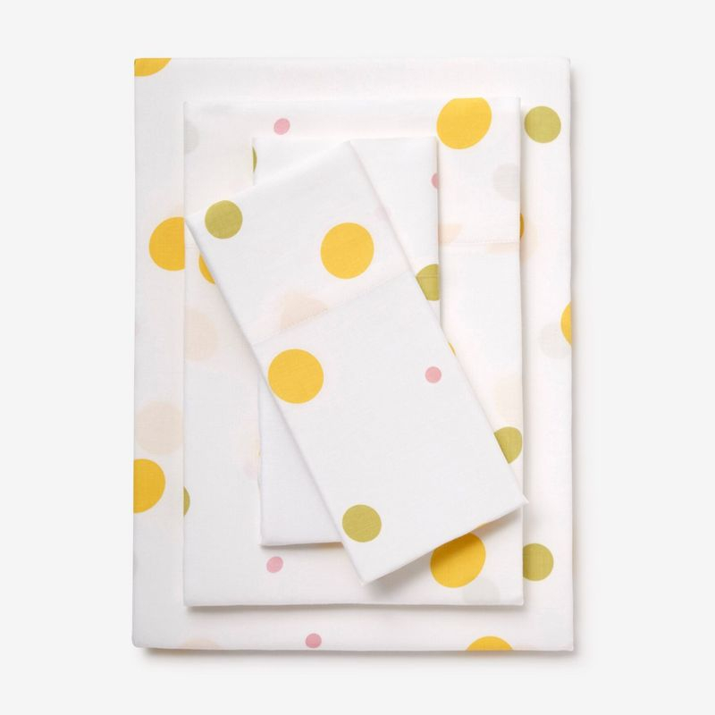 BrylaneHome 300 Thread Count Cotton Printed Bed Tite; Sheet Set - Twin, Yellow Dots