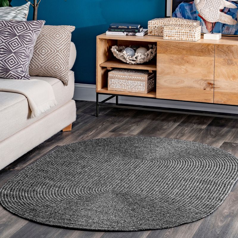 nuLOOM Wynn Braided Indoor/Outdoor Area Rug, Oval 4' x 6', Charcoal