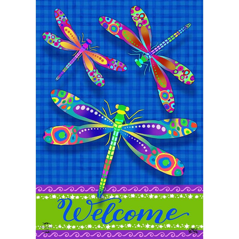 Briarwood Lane Colorful Dragonflies Summer House Flag Welcome Dragonfly 28" x 40"
