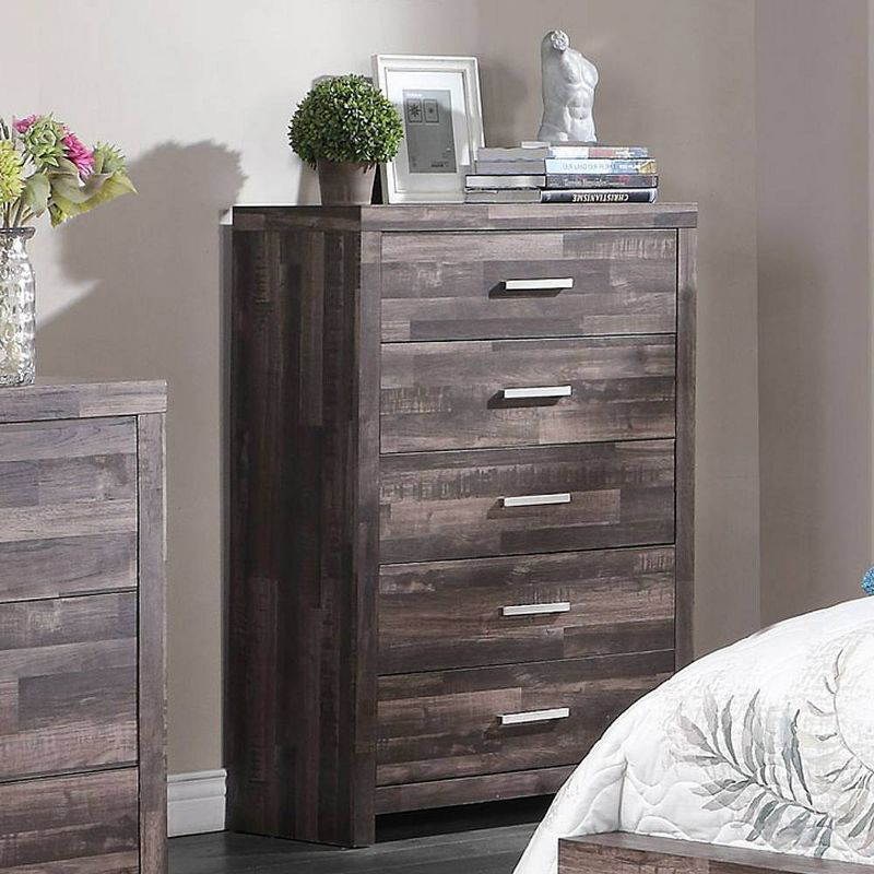 34" Juniper Chest Dark Cherry - Acme Furniture: 5-Drawer Wood Storage for All Ages, No Assembly Required