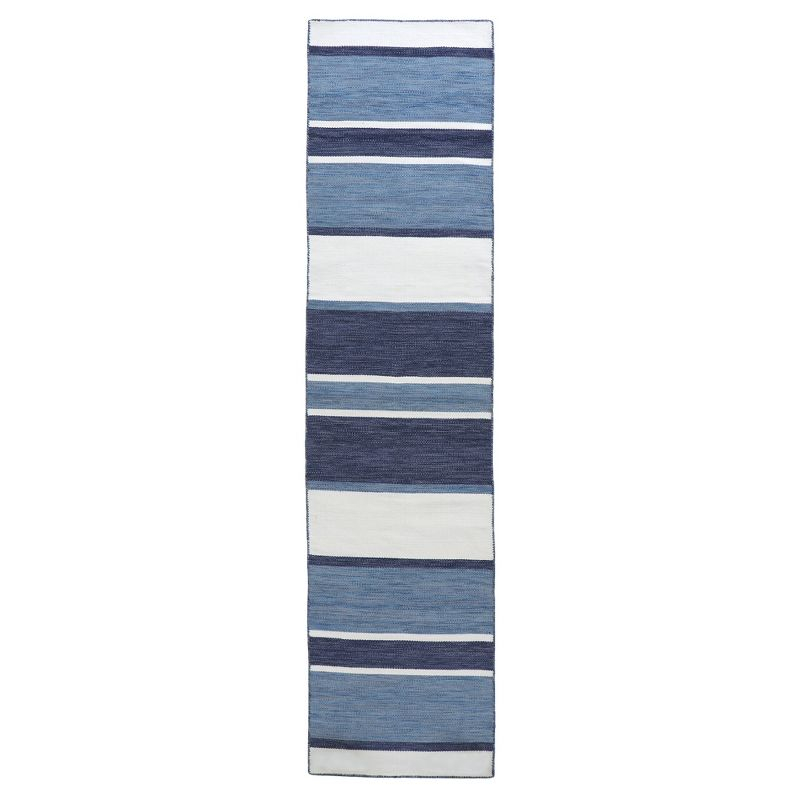 Liora Manne Sorrento Boat Stripe Indoor/Outdoor Rug Navy 2' x 8'