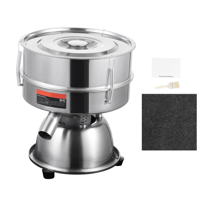 VEVOR Automatic Electric Vibrating Sieve, Stainless Steel Sifter Shaker Machine with 40+60 Mesh, 45W Automatic Powder Sifter Machine Countertop