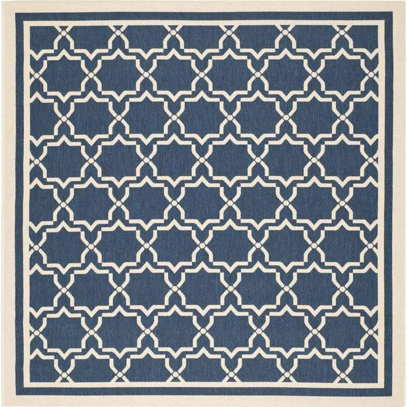 Courtyard CY6916 Power Loomed Indoor and Outdoor Area Rug - Navy/Beige - 6'7"x6'7" - Safavieh