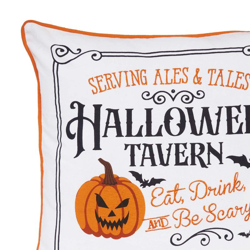 C&F Home 18" x 18" Halloween Tavern Pumpkin Jack-O-Lantern Accent Throw Pillow