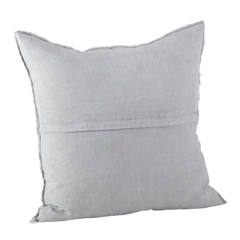 20"x20" Oversize Fringed Design Linen Square Throw Pillow Gray - Saro Lifestyle: Woven Texture, Duck Feather Filled, Zippered