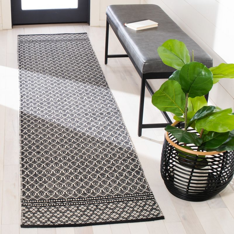 Kilim KLM703 Hand Woven Runner Rug - Black/Ivory - 2'3"x9' - Safavieh.