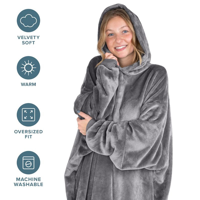 Adult Bare Homey B-Chill Microplush Wearable Blanket, Grey