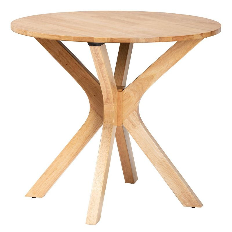 Baxton Studio 34" Wide Kenji Wood Round Dining Table Natural Brown: Rubberwood, Seats 4