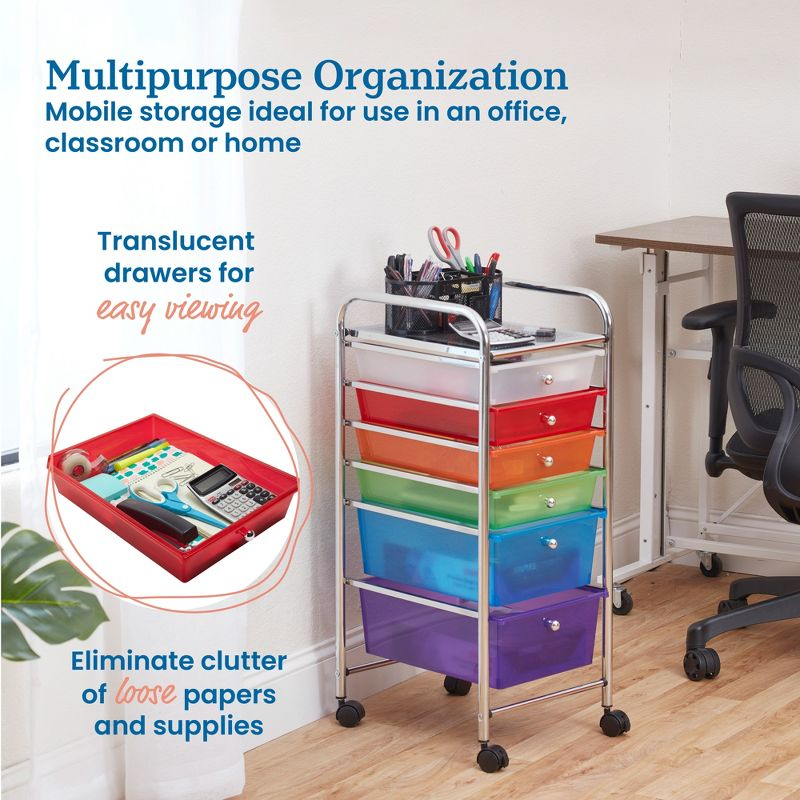 ECR4Kids 6-Drawer Mobile Organizer, Assorted, 1