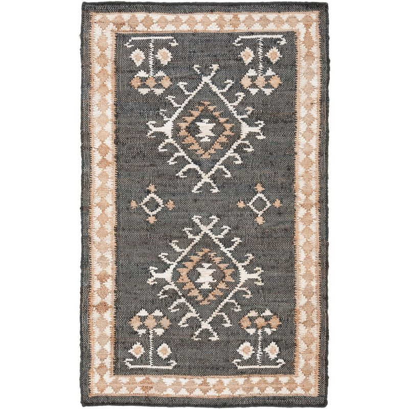 Kilim KLM762 Hand Woven Accent Rug - Black/Ivory - 2'3"x5' - Safavieh.