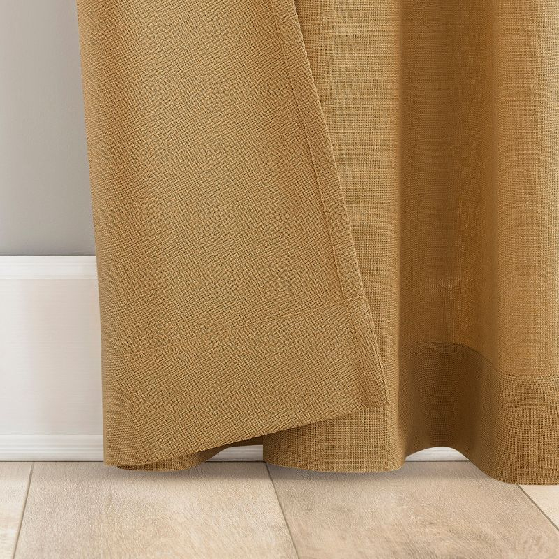 40"x63" Archaeo Light Filtering Cotton Blend Button Tab Top Curtain Panel Camel: Transitional Style, Machine Washable