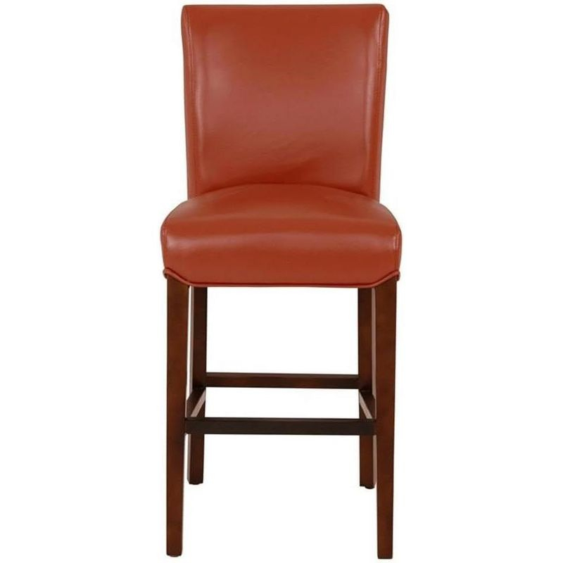New Pacific Direct Milton Bonded Leather Counter Bar & Counter Stools, Pumpkin Brown
