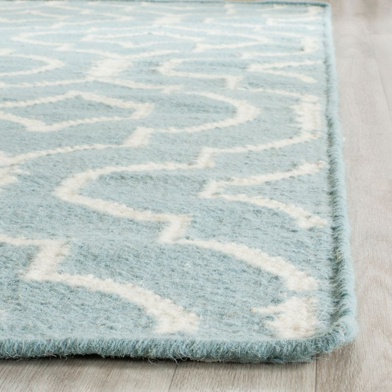 Dhurries DHU637 Hand Woven Runner Rug - Light Blue/Ivory - 2'6"x12' - Safavieh.