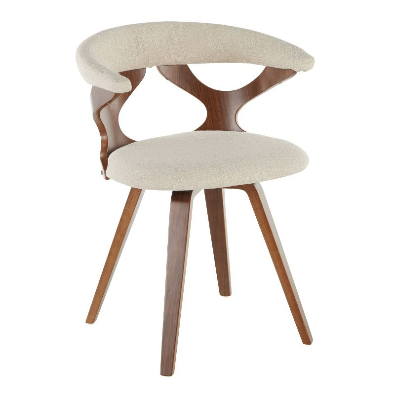 Gardenia Mid-Century Modern Dining Accent Chair with Swivel Cream - LumiSource: Bent Wood Legs, Polyester Upholstery, 250lb Capacity