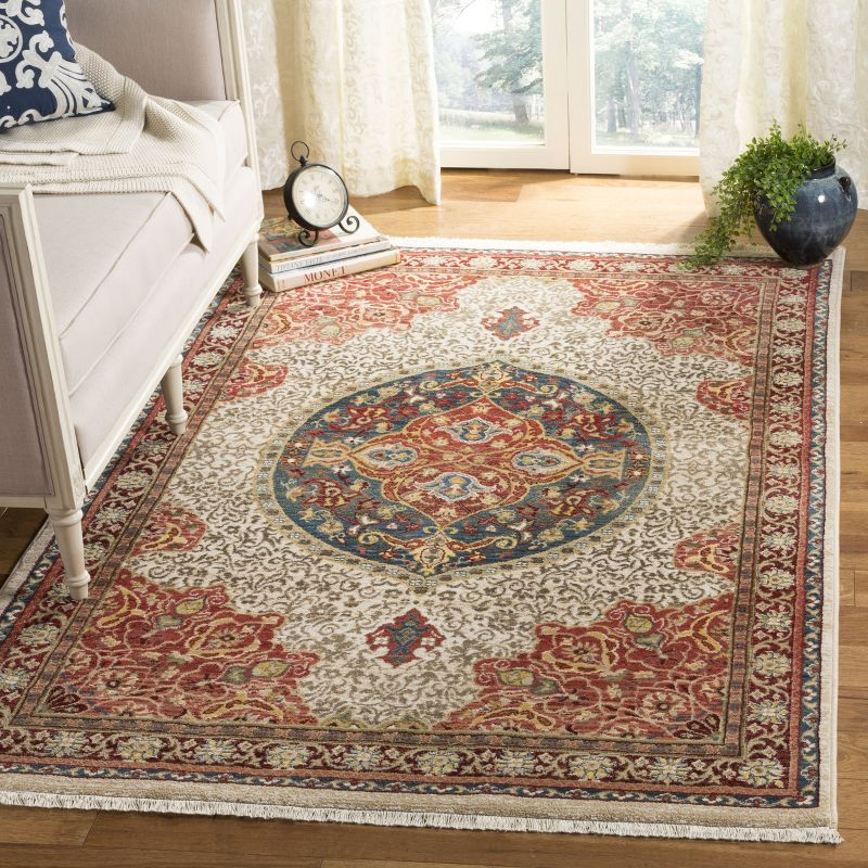 Kashan KSN302 Power Loomed Area Rug - Ivory/Red - 5'1"x7'5" - Safavieh
