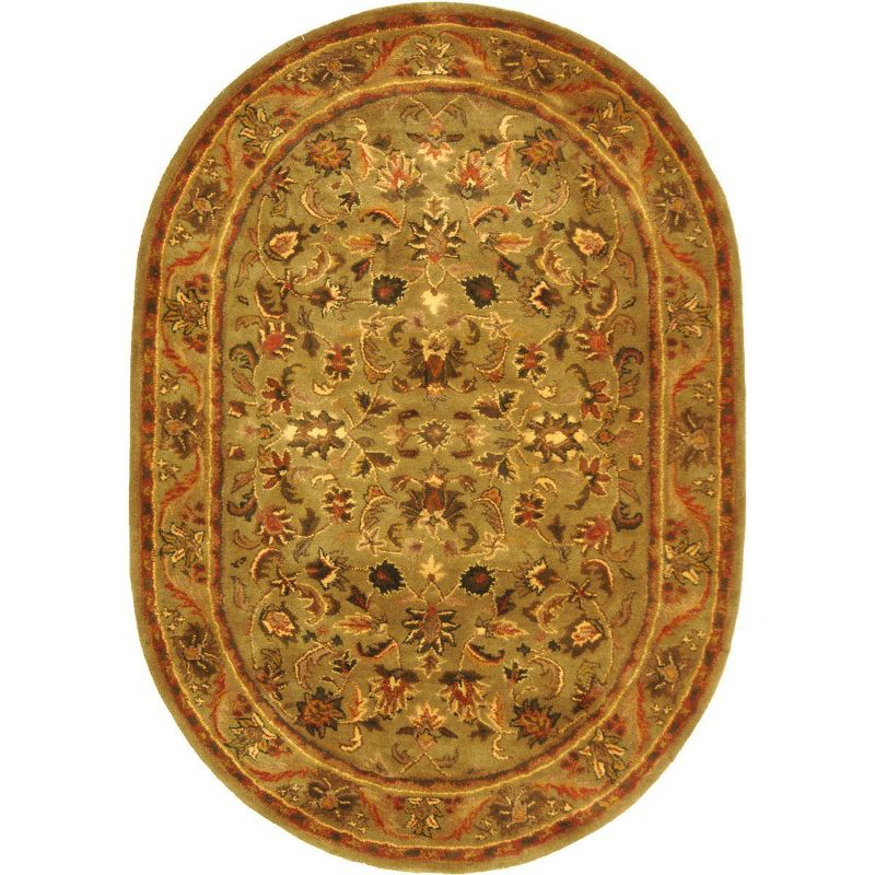 Antiquity AT52 Hand Tufted Indoor Area Rug - Olive/Gold - 4'6"x6'6" Oval - Safavieh