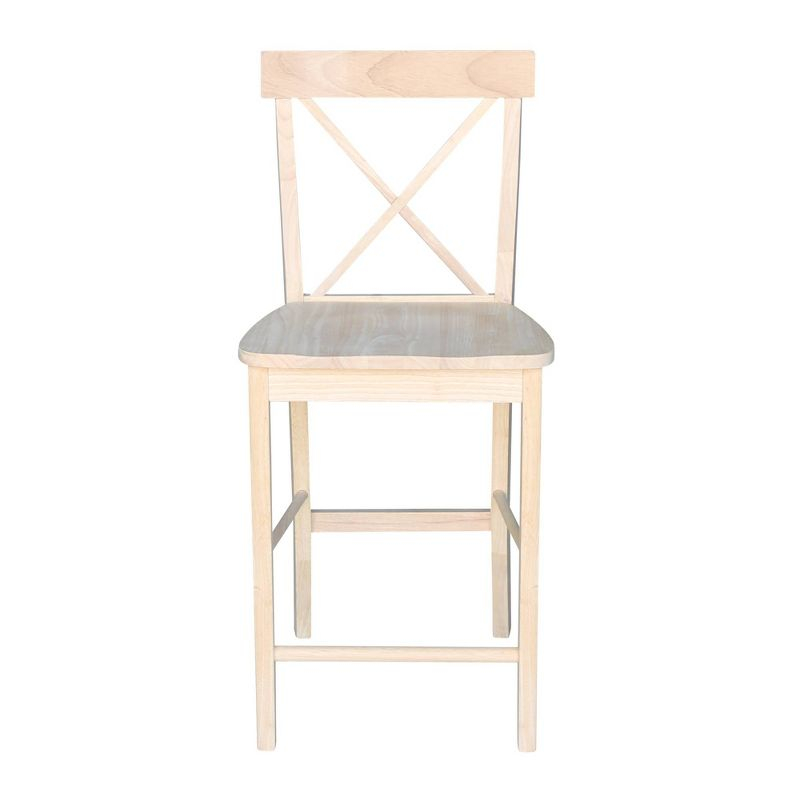 24" X Back Counter Height Barstool Unfinished - International Concepts: Hardwood Frame, Square Seat