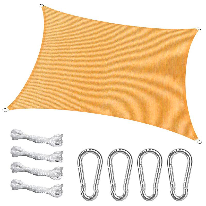 LakeForest"Rectangle Shade Sail Canopy 98% UV Block, 185GSM HDPE Awning for Outdoor Patio with Hooks & Ropes"Beige