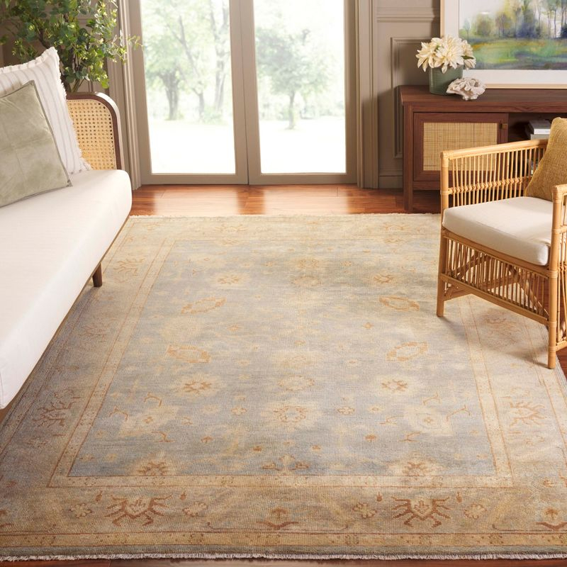 Oushak OSH124 Hand Knotted Area Rug - Light Blue/Beige - 8'x10' - Safavieh.