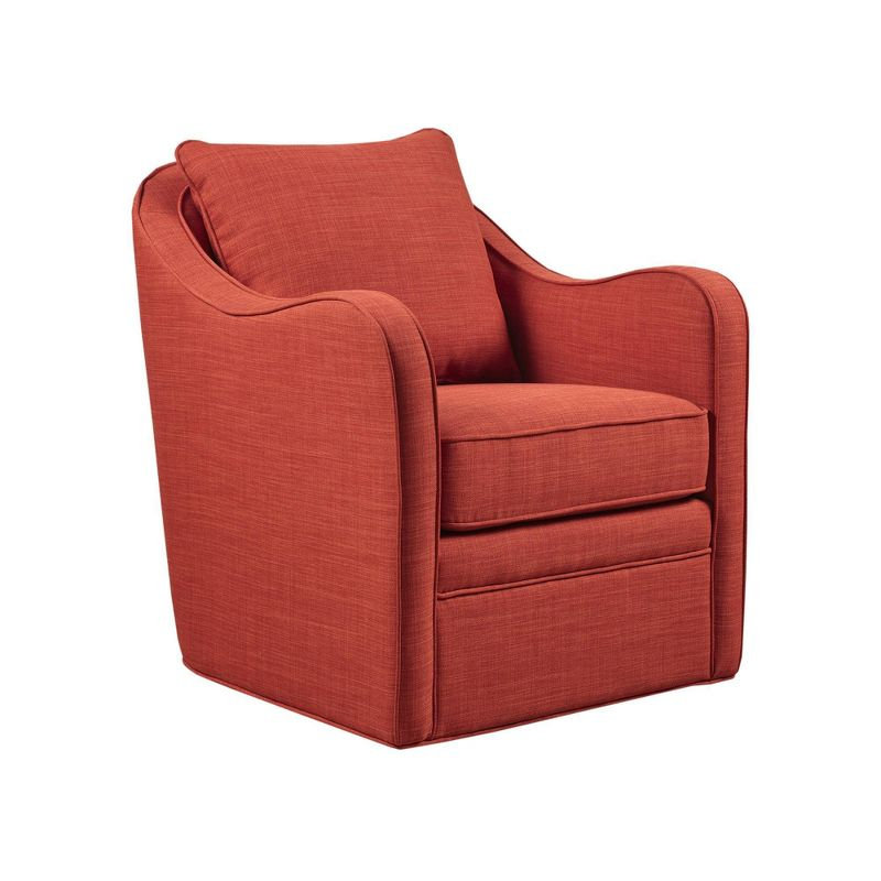 Mitchell Wide Seat Swivel Armchair Orange - Madison Park: Upholstered Polyester, No Assembly Required