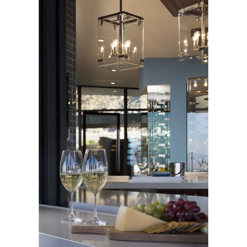 Progress Lighting Glayse 4-Light Pendant, Antique Bronze, Beveled Glass Shade