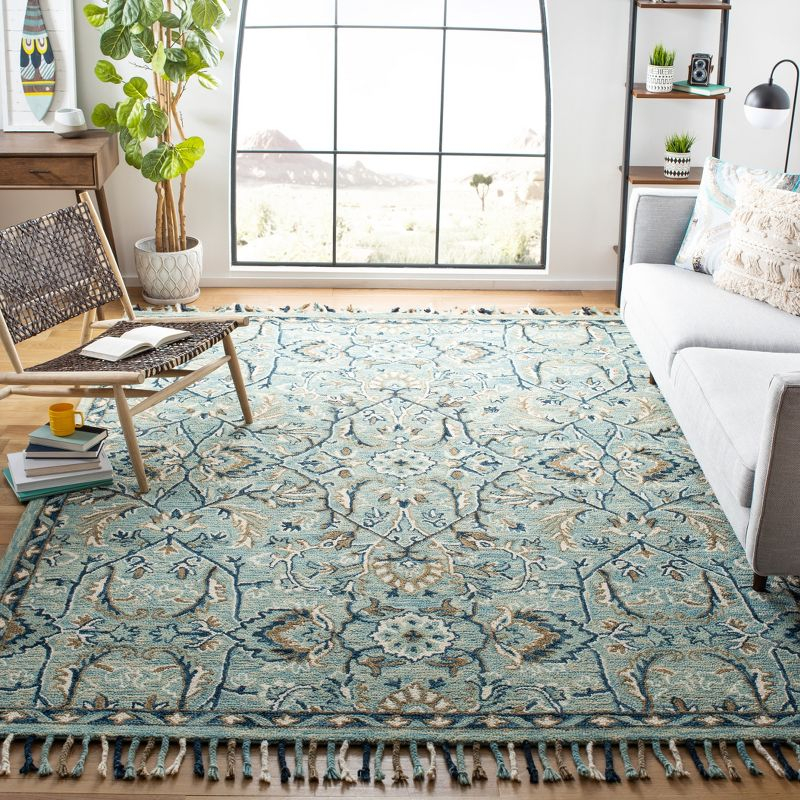 Blossom BLM457 Hand Tufted Area Rug - Blue/Ivory - 8'x10' - Safavieh.