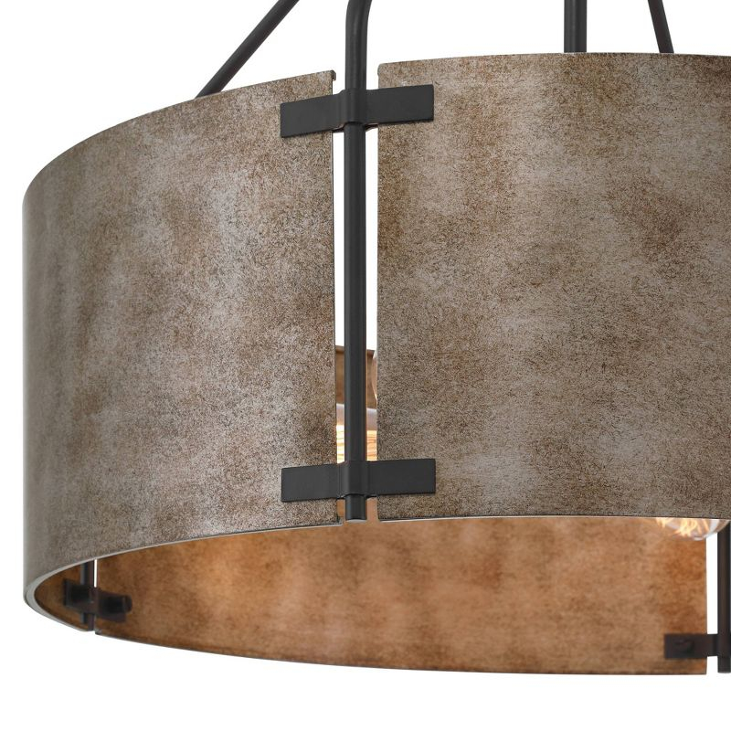 Possini Euro Design Julian 22" Farmhouse Rustic Industrial Pendant Chandelier Ceiling Light Fixture Dining Room Over Table Drum Silver Finish Metal