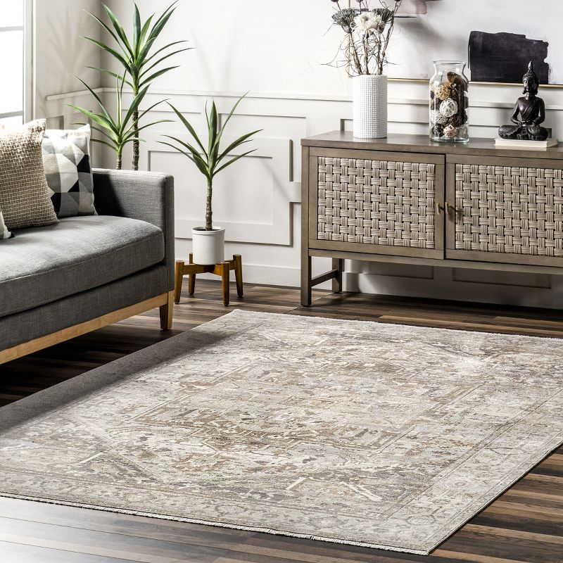 Nuloom Harriet Medallion 4x6 Indoor Area Rug for Living Room Bedroom Dining Room Kitchen, Neutral/Beige