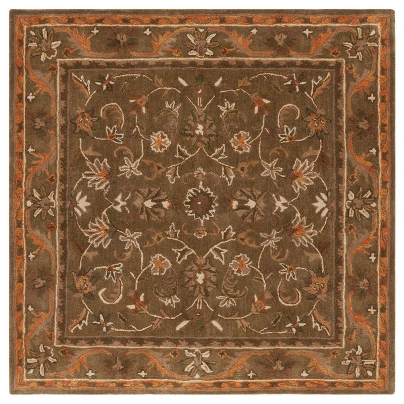 Antiquity AT52 Hand Tufted Indoor Area Rug - Olive/Gold - 8'x8' - Safavieh