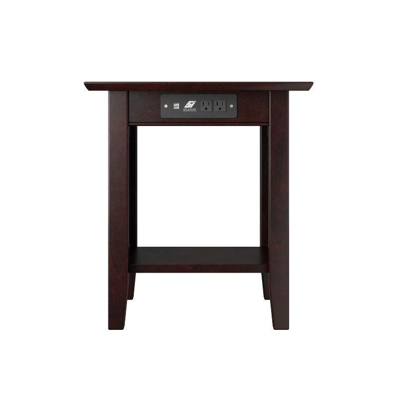 AFI Furnishings Nantucket End Table with Charging Station in Espresso