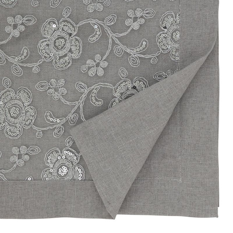 Saro Lifestyle Floral Design Embroidered Tablecloth, Silver, 65" x 120"
