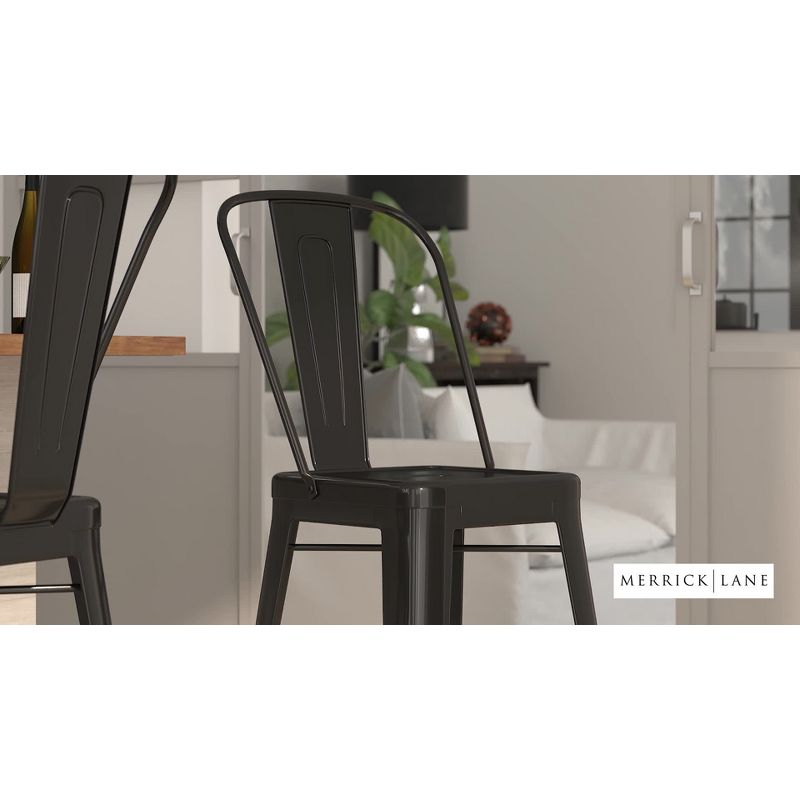 Merrick Lane White 30" High Metal Bar Height Stool with Removable Back for Indoor-Outdoor Use