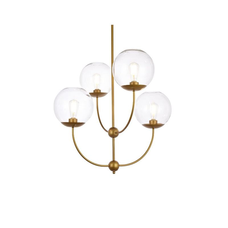 Elegant Lighting Lennon 31.5 inch pendant in brass with clear shade