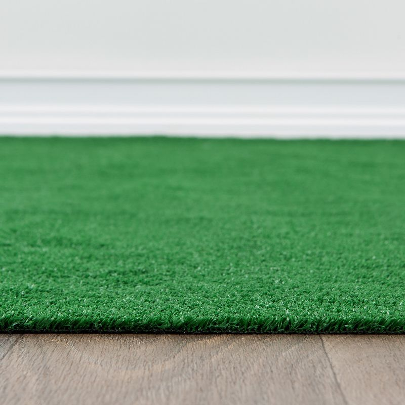 World Rug Gallery Artificial Turf Solid Grass Indoor Outdoor Area Rug - GREEN 5'x7'