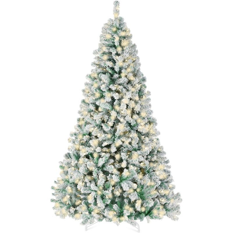 Best Choice Products 6ft Pre-Lit Sage Green Christmas Pine Tree w/ Flocked Branches, 250 Warm-White Lights