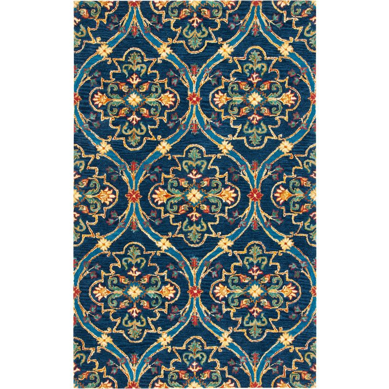 Heritage HG475 Hand Tufted Area Rug - Navy/Yellow - 3'x5' - Safavieh.