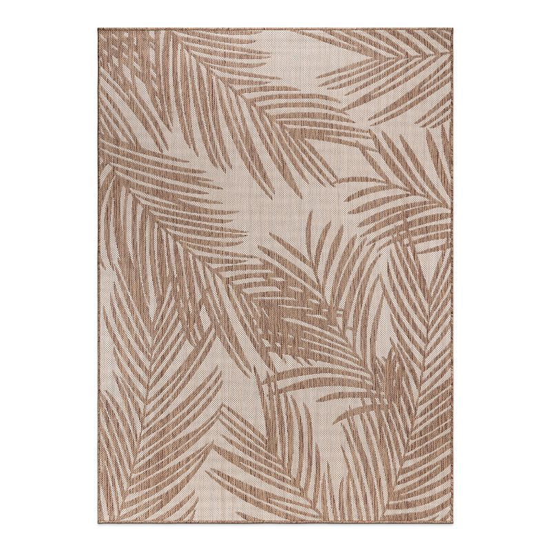 World Rug Gallery Contemporary Distressed Leaves Textured Flat Weave Indoor/Outdoor Area Rug - BROWN 7'10"X10'