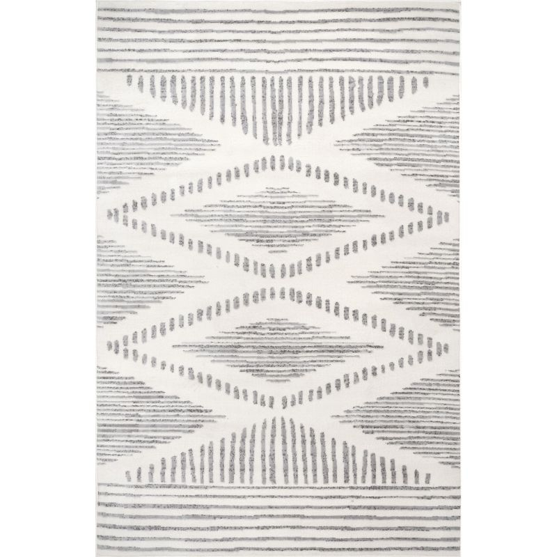 Nuloom Briggs Geometric 9x12 Indoor Area Rug for Living Room Bedroom Dining Room Kitchen, Light Grey/Ivory
