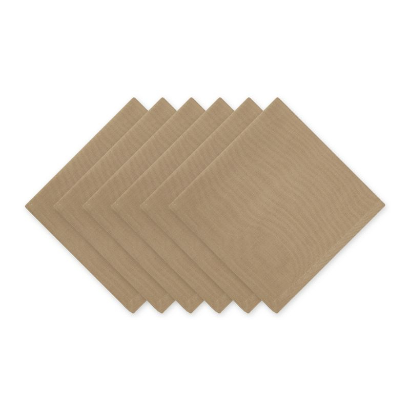 Design Imports  Solid Cotton Napkin Set 6 Piece, Stone, 20X20"