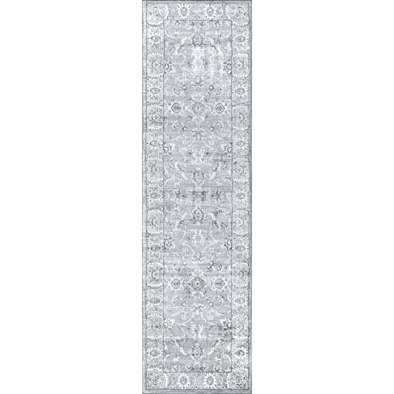 2'x8' Modern Persian Vintage Runner Rug, Light Grey - JONATHAN Y