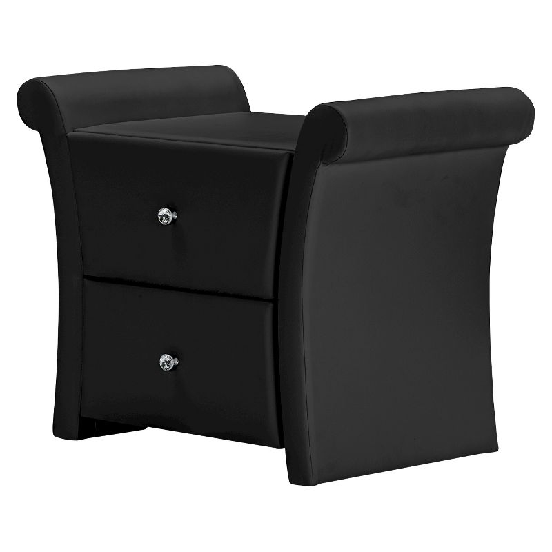 Victoria Matte Faux Leather Nightstand: 2 Drawers, Rectangle Shape - Baxton Studio