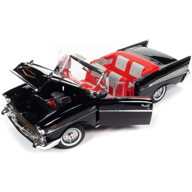 1957 Chevrolet Bel Air Convertible Black 1/18 Diecast Model Car by Road Signature