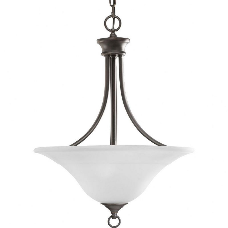 Progress Lighting Trinity Collection 3-Light Hall Foyer Fixture, Steel, Antique Bronze, Etched Glass Shade