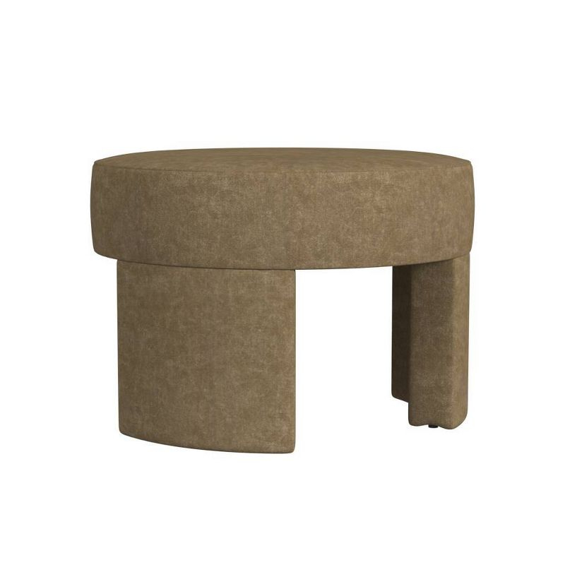 Sophia Ottoman Mocha - HomePop: Velvet Upholstered, Footrest, Round Bench, No Assembly Required