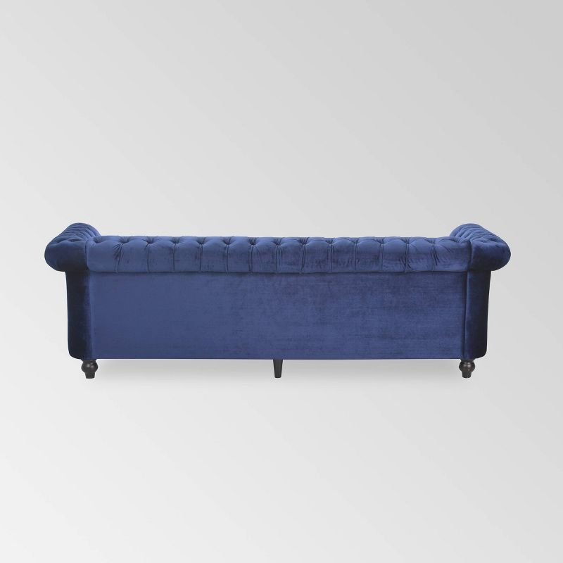 Parksley Tufted Chesterfield Velvet Sofa Dark Blue - Christopher Knight Home