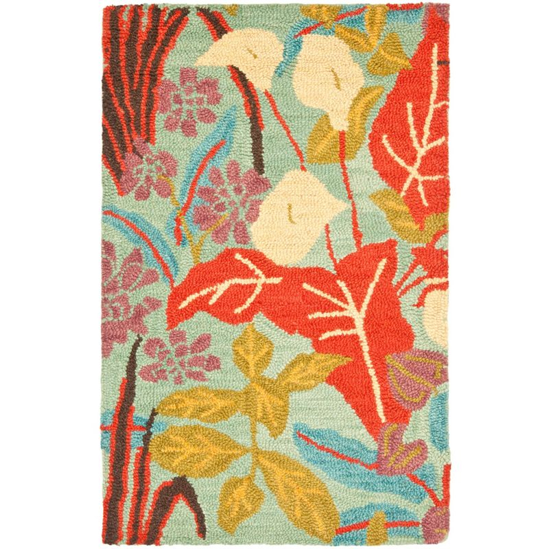 Blossom BLM674 Hand Hooked Accent Rug - Blue/Multi - 2'6"x4' - Safavieh.