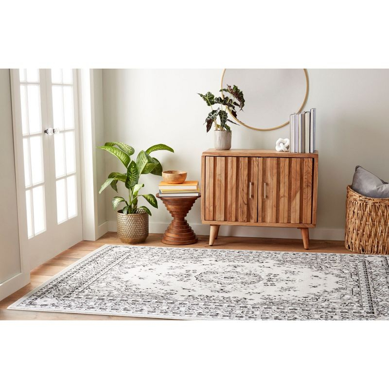 Home Dynamix Premium Sakarya Traditional Medallion Area Rug, Grey/Ivory, 7'8"x10'7"